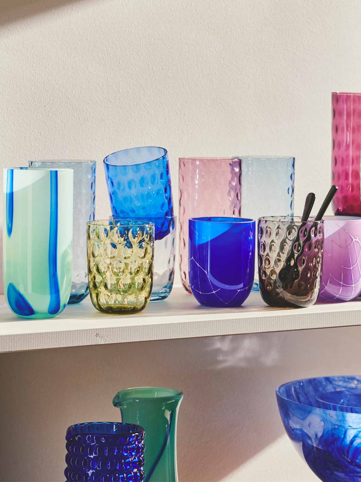 Vandglas i blåt glas H15xD7cm