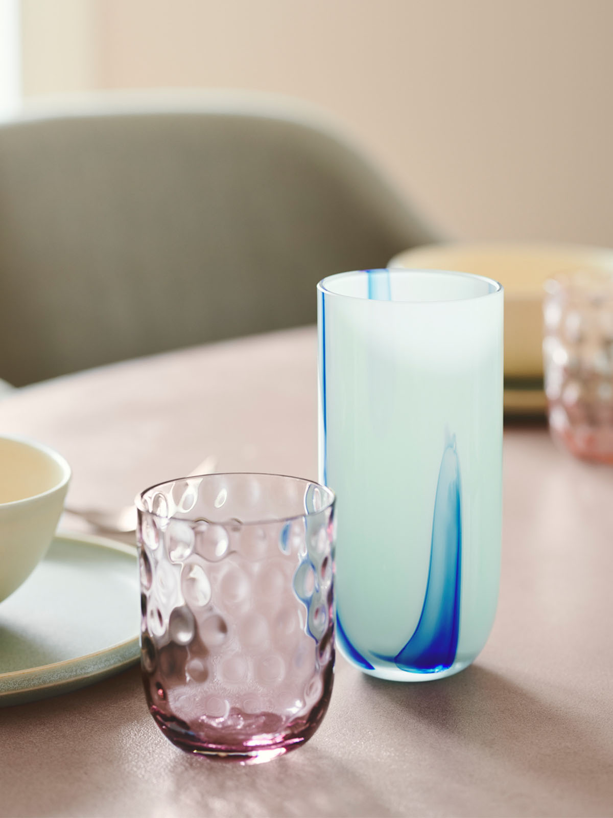 Vandglas i lilla glas H9xD7cm