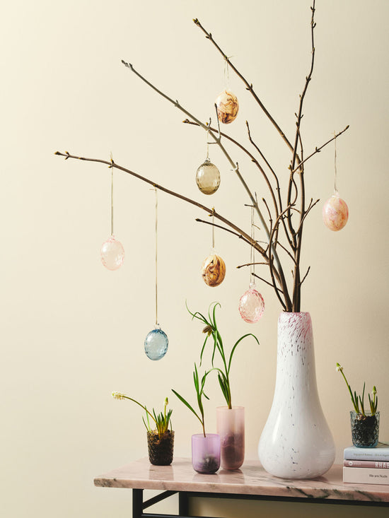 Vase i lyserødt glas H40 cm