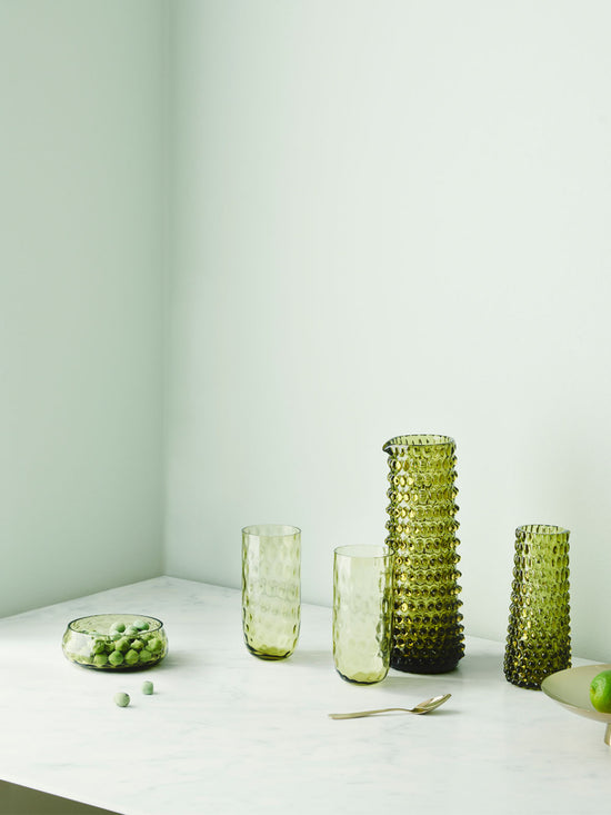 Vandglas i grønt glas H15xD7cm