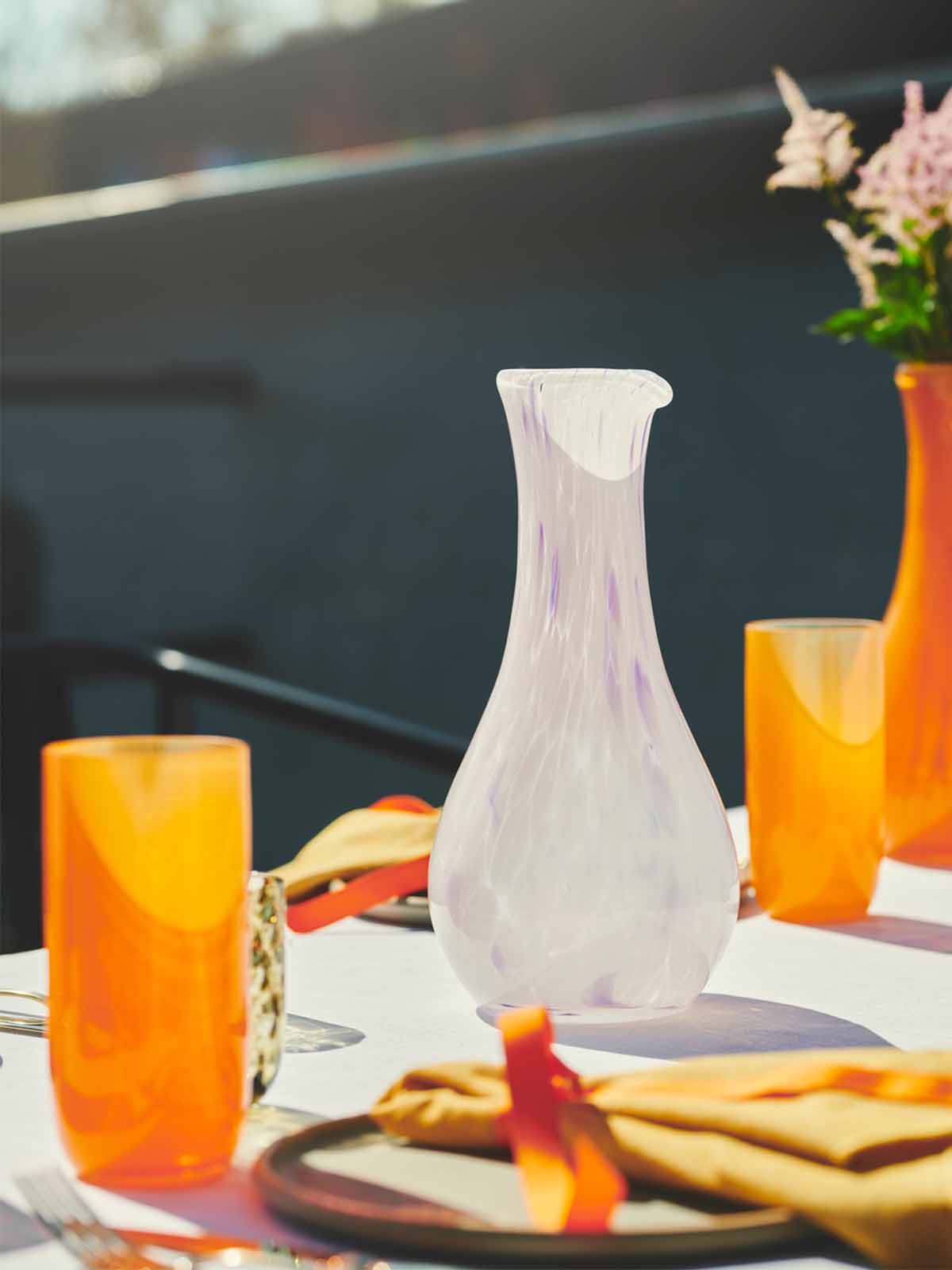 Vandglas i orange glas H15xD7cm