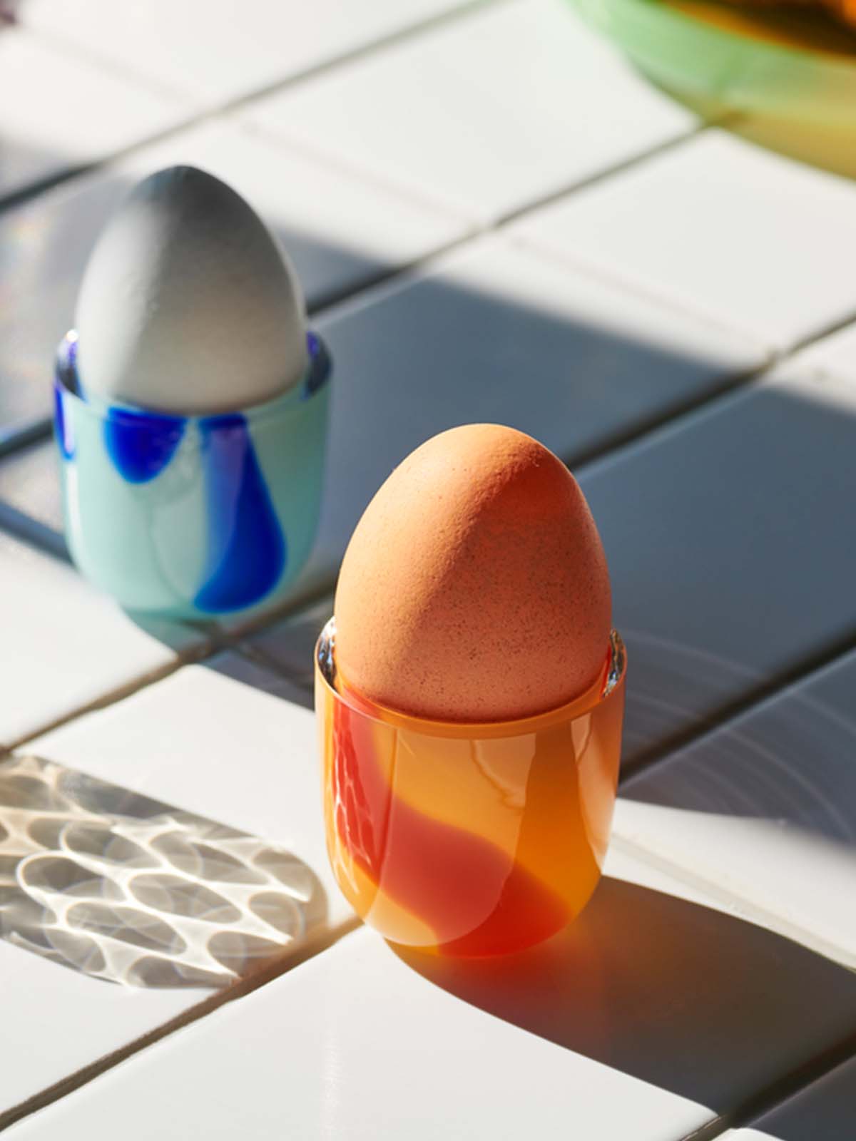 Æggebæger i orange glas H4,5xD5cm